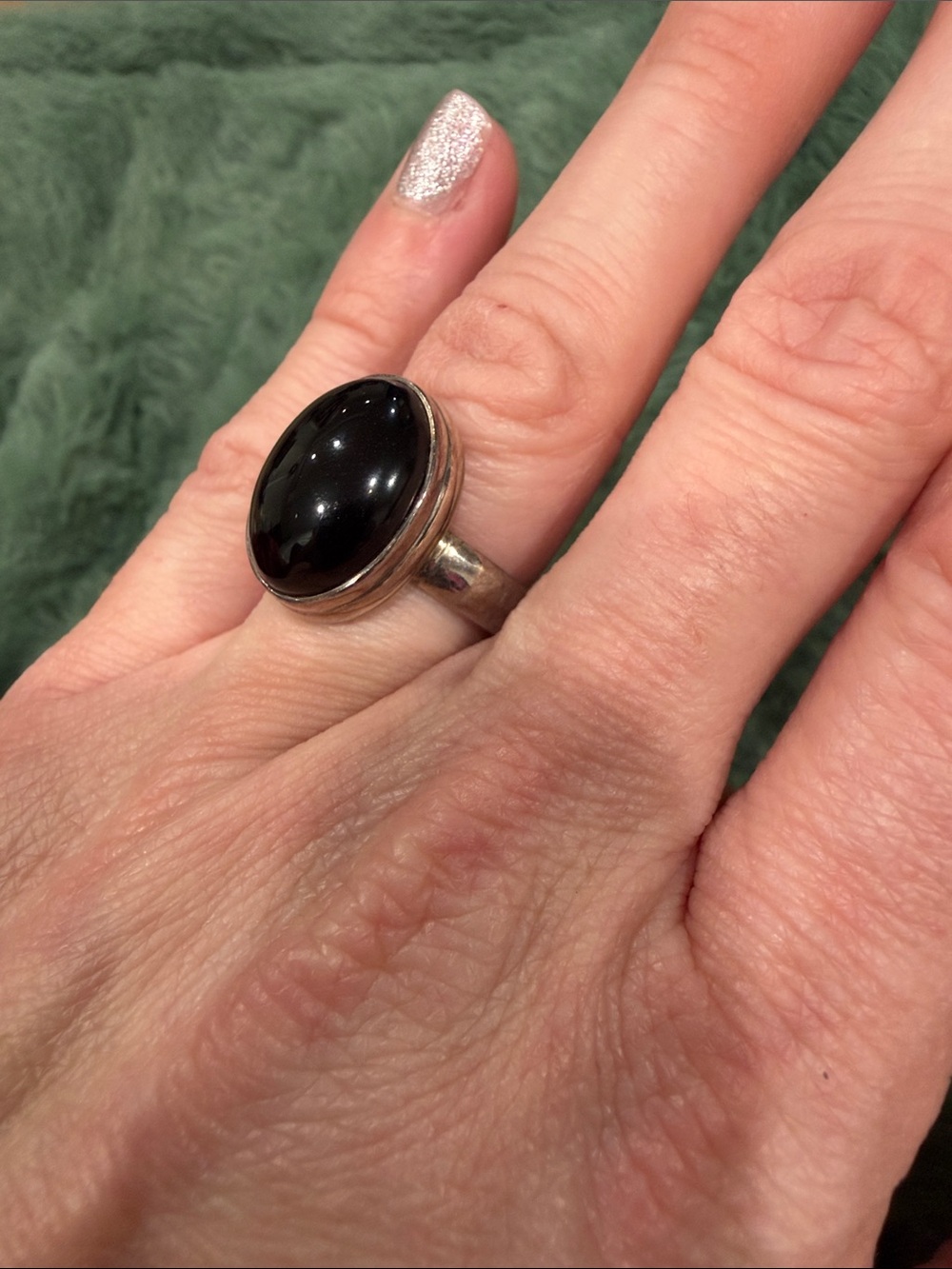 Sterling silver ring with black onyx stone